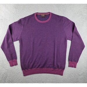 Robert Talbott Sweater Mens 2XL Purple Herringbone 100% Merino Wool Italy